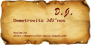 Demetrovits János névjegykártya