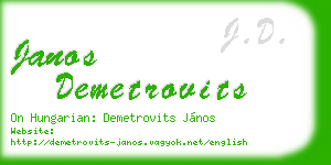 janos demetrovits business card